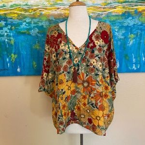 Boho floral print blouse